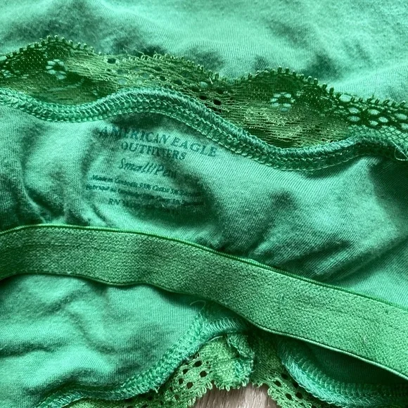 Vintage y2k American Eagle Green Sparkly Lace Trim Camisole Fairycore - Picture 9 of 9